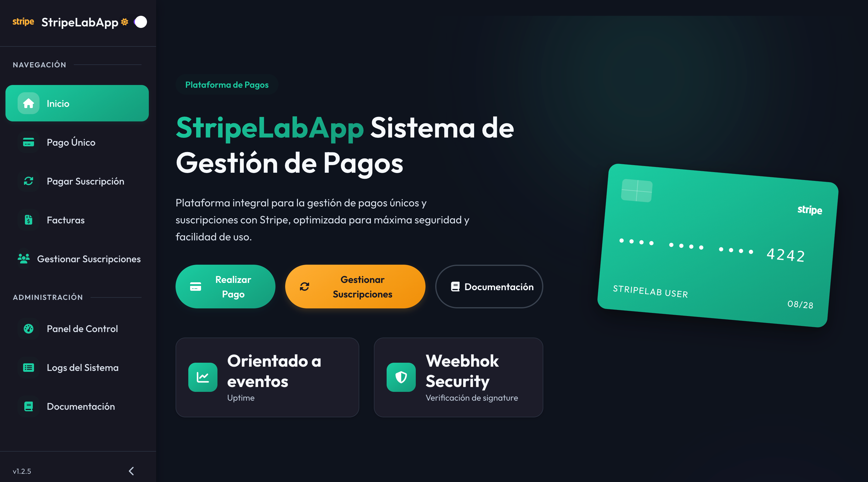 Diagrama de Stripe Lab App